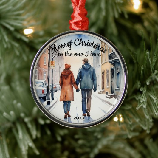 Aangepaste gedateerde City Streets Hedgehogs One I Metalen Ornament (Boom)