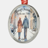 Aangepaste gedateerde City Streets Hedgehogs One I Metalen Ornament (Links)