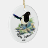 Aangepaste gedateerde kerst ekster tuin vogel keramisch ornament (Rechts)