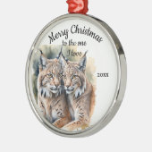 Aangepaste gedateerde kerst lynx wilde katten een metalen ornament (Links)