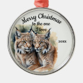 Aangepaste gedateerde kerst lynx wilde katten een metalen ornament (Voorkant)