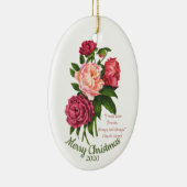 Aangepaste gedateerde kerst  pioenroos offerte keramisch ornament (Rechts)