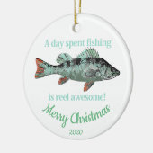 Aangepaste gedateerde kerst plezier Vissende offer Keramisch Ornament (Links)