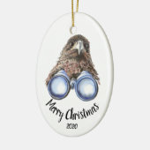 Aangepaste gedateerde kerst vogel-watcher Hawk Fun Keramisch Ornament (Links)