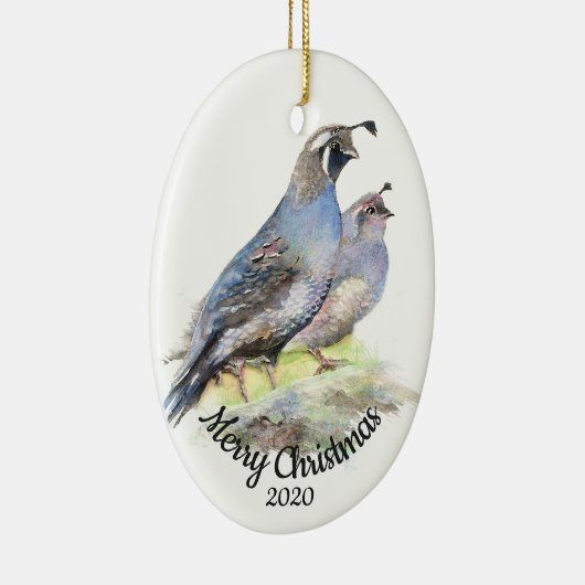 Aangepaste gedateerde kerst Waterverf Californië k Keramisch Ornament (Rechts)