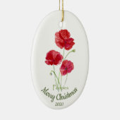 Aangepaste gedateerde kerst Waterverf Poppy Flower Keramisch Ornament (Rechts)