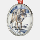 Aangepaste gedateerde kerst Wolf Animal Brother Metalen Ornament (Links)