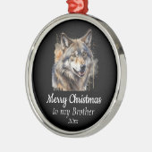 Aangepaste gedateerde kerst Wolf Animal Brother Metalen Ornament (Links)