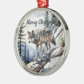 Aangepaste gedateerde kerst Wolf Animal Brother Metalen Ornament (Links)