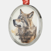 Aangepaste gedateerde kerst Wolf Animal Brother Metalen Ornament (Links)