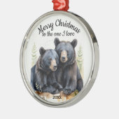 Aangepaste gedateerde Kerst Zwarte Beren One I Lov Metalen Ornament (Links)
