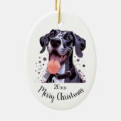 Aangepaste gedateerde Kerstmis Grote Deen Hond Die Keramisch Ornament (Achterkant)