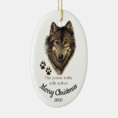 Aangepaste gedateerde kerstwandelingen met wolven  keramisch ornament (Rechts)