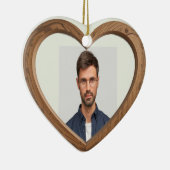 Aangepaste gedateerde naam Foto gepolijst houten h Keramisch Ornament (Rechts)