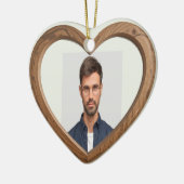 Aangepaste gedateerde naam Foto gepolijst houten h Keramisch Ornament (Links)