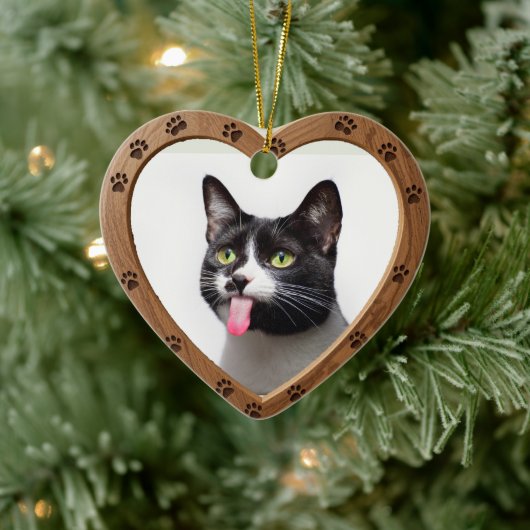 Aangepaste gedateerde naam Foto gepolijst houten h Keramisch Ornament (Boom)