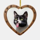 Aangepaste gedateerde naam Foto gepolijst houten h Keramisch Ornament (Voorkant)