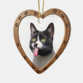 Aangepaste gedateerde naam Foto gepolijst houten h Keramisch Ornament (Links)