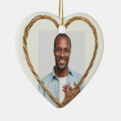 Aangepaste Gedateerde Naam Foto Metaal Koper Hart Keramisch Ornament (Rechts)