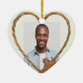 Aangepaste Gedateerde Naam Foto Metaal Koper Hart Keramisch Ornament (Voorkant)