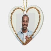 Aangepaste Gedateerde Naam Foto Metaal Koper Hart Keramisch Ornament (Links)