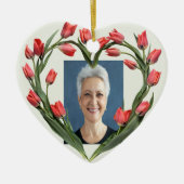 Aangepaste gedateerde naam Foto Waterverf Flower Keramisch Ornament (Voorkant)