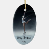 Aangepaste gedateerde schaatsen Schaats kerst Keramisch Ornament (Rechts)