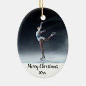 Aangepaste gedateerde schaatsen Schaats kerst Keramisch Ornament (Achterkant)