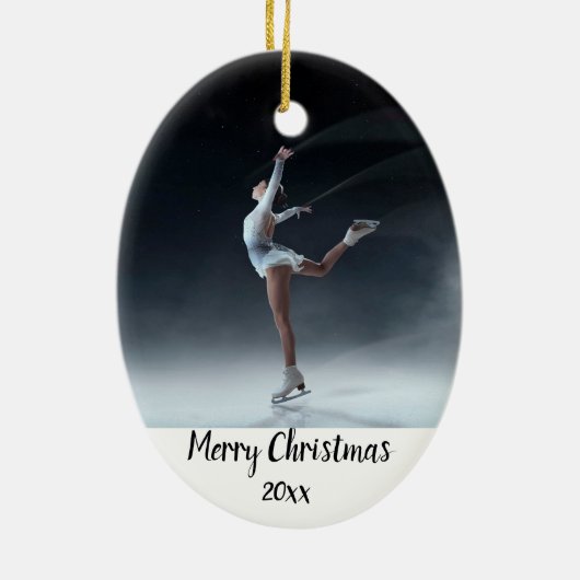 Aangepaste gedateerde schaatsen Schaats kerst Keramisch Ornament (Achterkant)