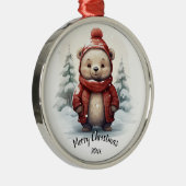 Aangepaste gedateerde Schattigee Winter Beer Anima Metalen Ornament (Rechts)