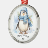Aangepaste gedateerde Schattigee Winter Penguin Bi Metalen Ornament (Links)