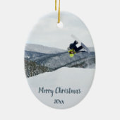 Aangepaste gedateerde snowboard boarding winterspo keramisch ornament (Achterkant)