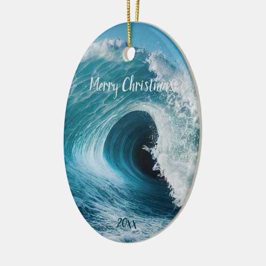 Aangepaste gedateerde Surfer Surfing Wave Curl Oce Keramisch Ornament (Links)