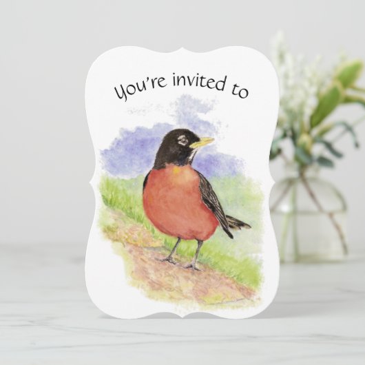 Aangepaste gedateerde verjaardagsfeest Robin Bird Kaart (Staand voorkant)