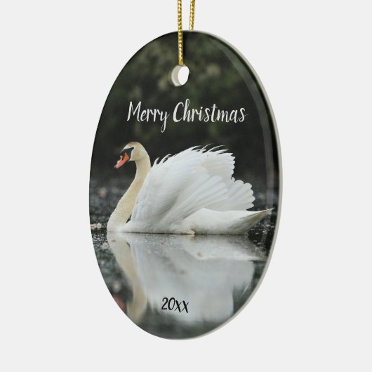 Aangepaste gedateerde zwaan Vogel Dier Wildlife Keramisch Ornament (Links)