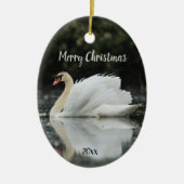 Aangepaste gedateerde zwaan Vogel Dier Wildlife Keramisch Ornament (Voorkant)