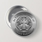 Aangepaste gedenktekens met kruis ronde button 7,6 cm (Voorkant /achterkant)