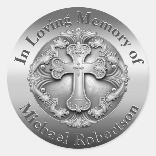 Aangepaste gedenktekens met kruis ronde sticker (Voorkant)
