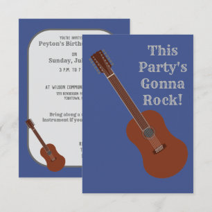Aangepaste gedrukte 12-snarige gitaar Party Uitnod Kaart