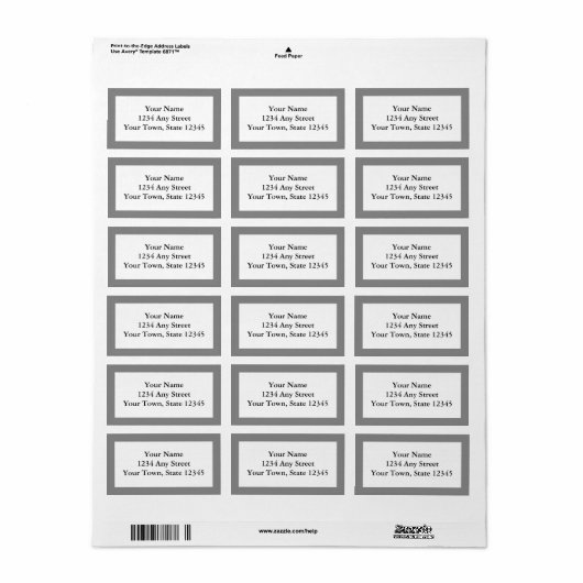 Aangepaste gedrukte Adresetiketten - Medium Grey Etiket (Full Sheet)