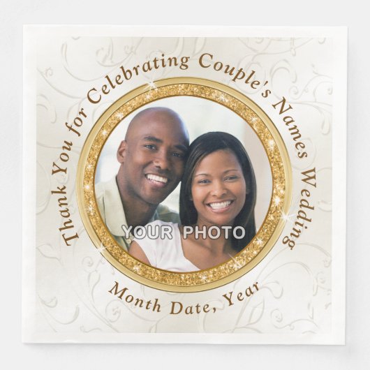 Aangepaste gedrukte bruiloft servetten met foto, 3 (Voorkant)