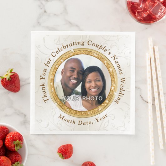 Aangepaste gedrukte bruiloft servetten met foto, 3 (Insitu)