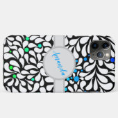 Aangepaste gedurfde moderne bloemen blauw blauwgro Case-Mate iPhone case (Achterkant (horizontaal))