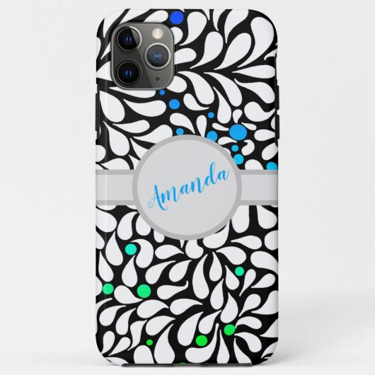 Aangepaste gedurfde moderne bloemen blauw blauwgro Case-Mate iPhone case (Achterkant)