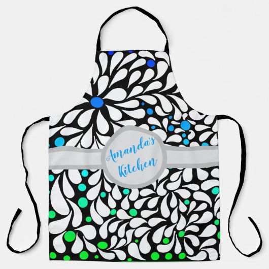 Aangepaste gedurfde moderne bloemen blauw blauwgro schort (Voorkant)