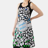 Aangepaste gedurfde moderne bloemen blauw blauwgro schort (Insitu)