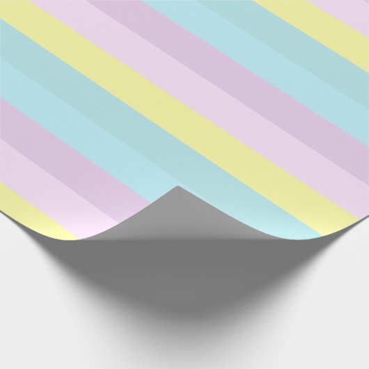 Aangepaste geel blauw Paarse pastel kleuren strepe Cadeaupapier (Hoek)