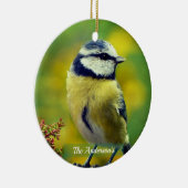 Aangepaste Geel-breasted Blue Chat Foto Keramisch Ornament (Rechts)