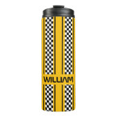 Aangepaste Geel en Zwart Race Sport Stripe Thermosbeker (Voorkant)