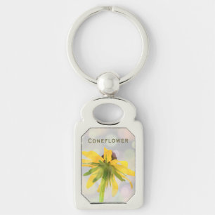 Aangepaste Geel Groene Coneflower Wild Floral Foto Sleutelhanger